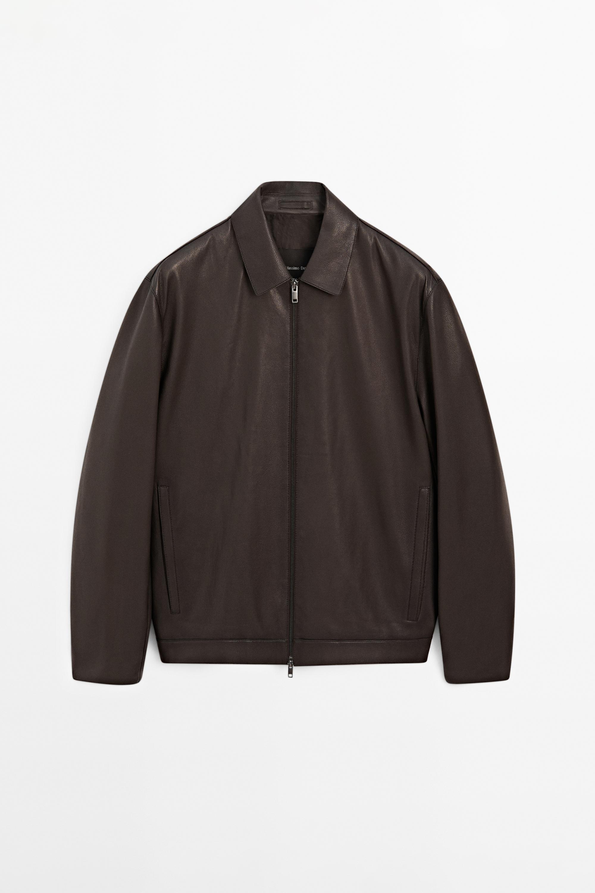 Blouson fermeture Éclair en cuir nappa
